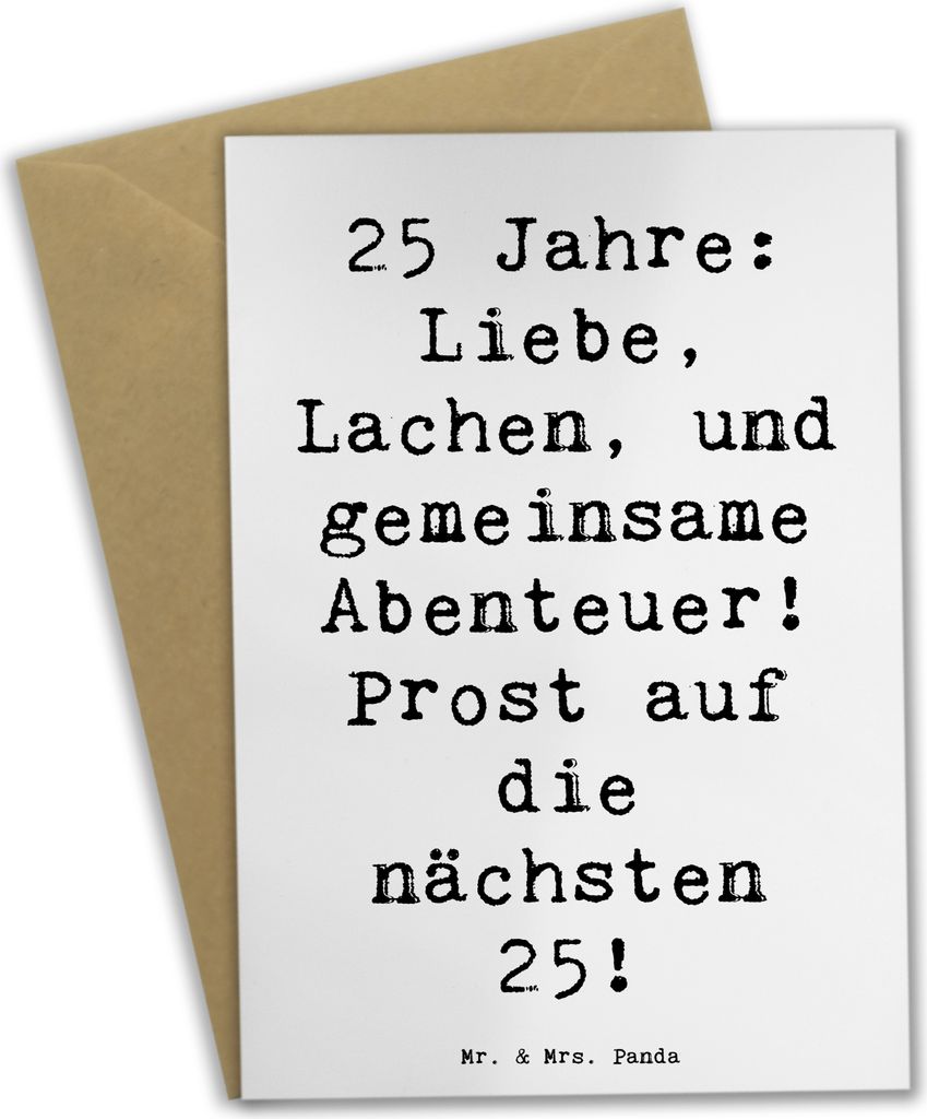 Mr. & Mrs. Panda Grußkarte Spruch 25. Hochzeitstag Silberne Hochzeit - Weiß - Geschenk, dankeskarten, Hochzeitstagfeier, weihnachtskarten, Prost ...