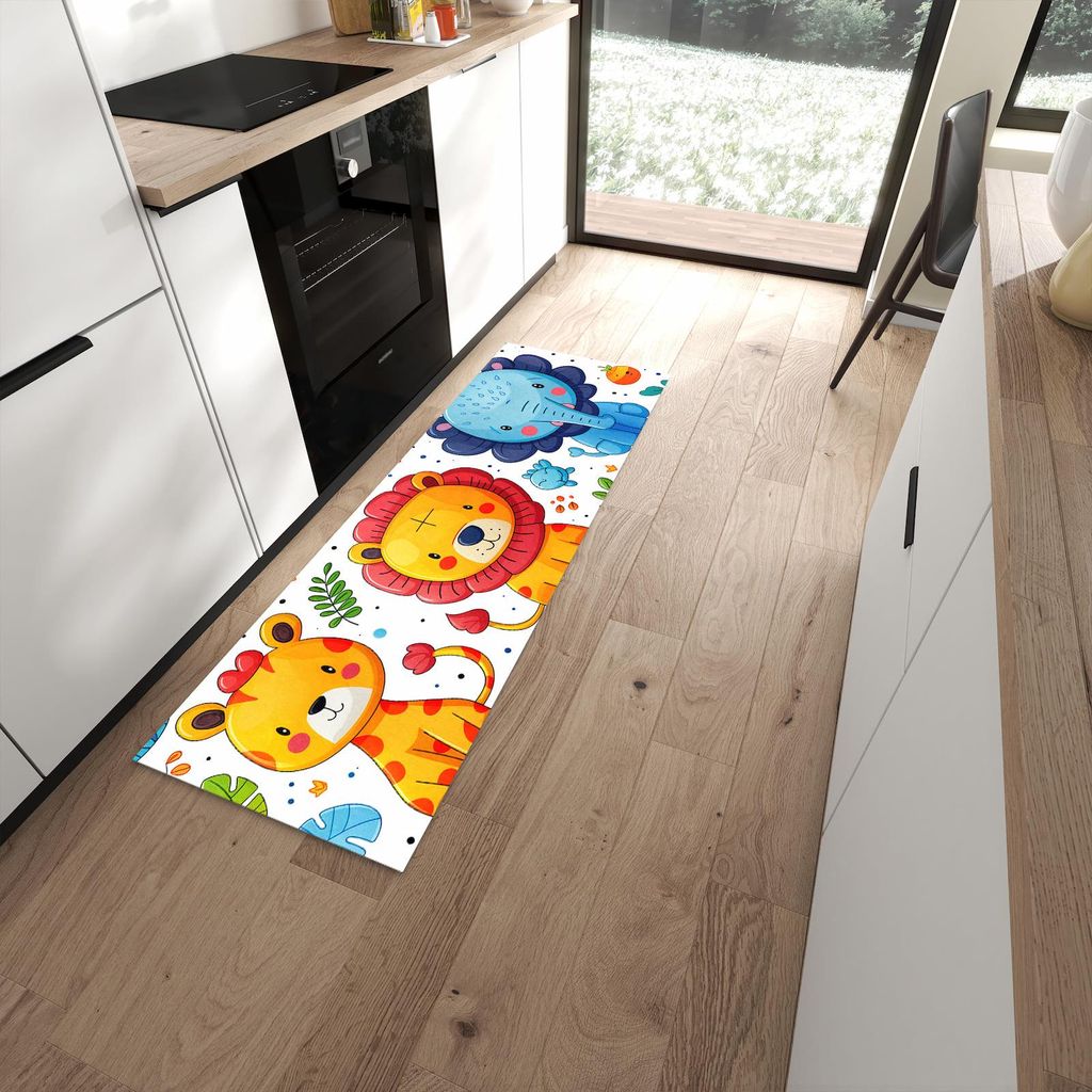 Küchenteppich 60x180cm rutschfest & abwischbar PVC Läufer - Tierisches Design