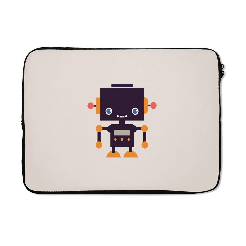 MuchoWow Laptop Hülle 13 Zoll Roboter - Antenne - Orange - Beige - Kind - Kinder Laptoptasche - Laptophülle - Sleeve - Rundumschutz