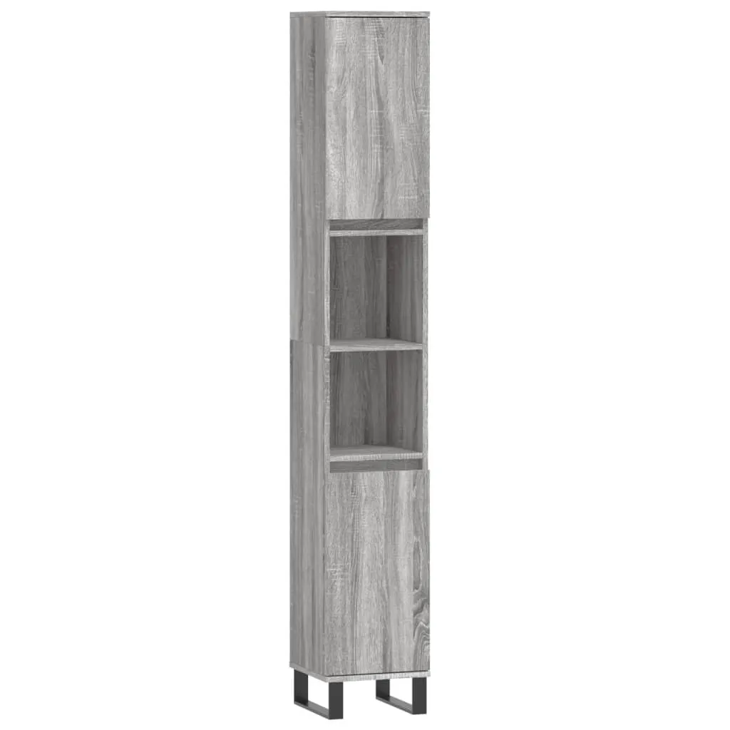 Colonna Bagno Alta 190cm Grigio Sonoma | Mobile Verticale Design 30x30 - 2