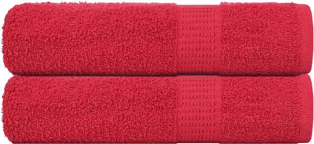 2 Asciugamani Telo Bagno Cloris Rosso 100x150cm 100% Cotone
