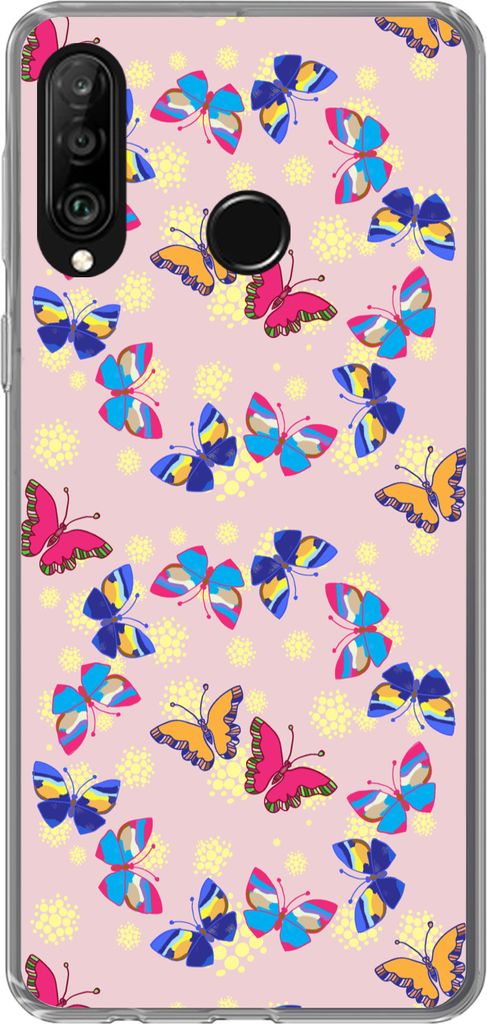 MuchoWow Handyhülle Schutzhülle Hülle für Telefoonhoesje Huawei P30 Lite Mädchen - Schmetterling - Insekten - Muster - Mädchen - Kinder - K...