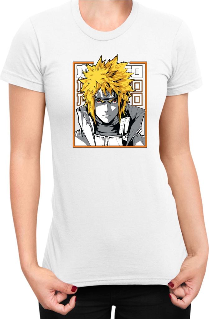 Damen T-Shirt Japan Anime Manga Naruto Minato Namikaze 02 Hokage Minato, Lady L / Weiß