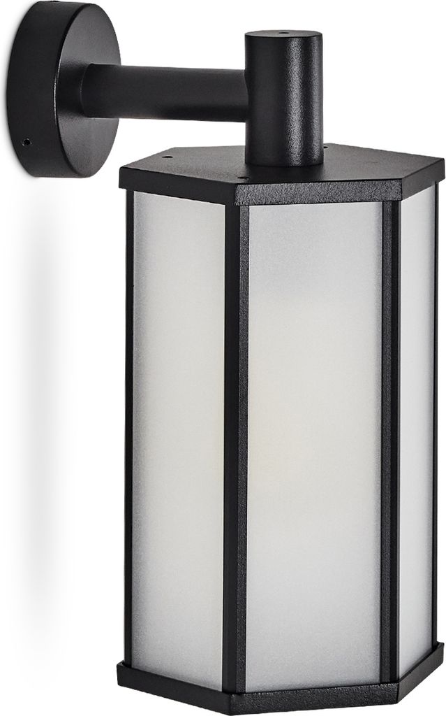 Atri Außenleuchte aus Metall/Glas in Schwarz/Milchglas