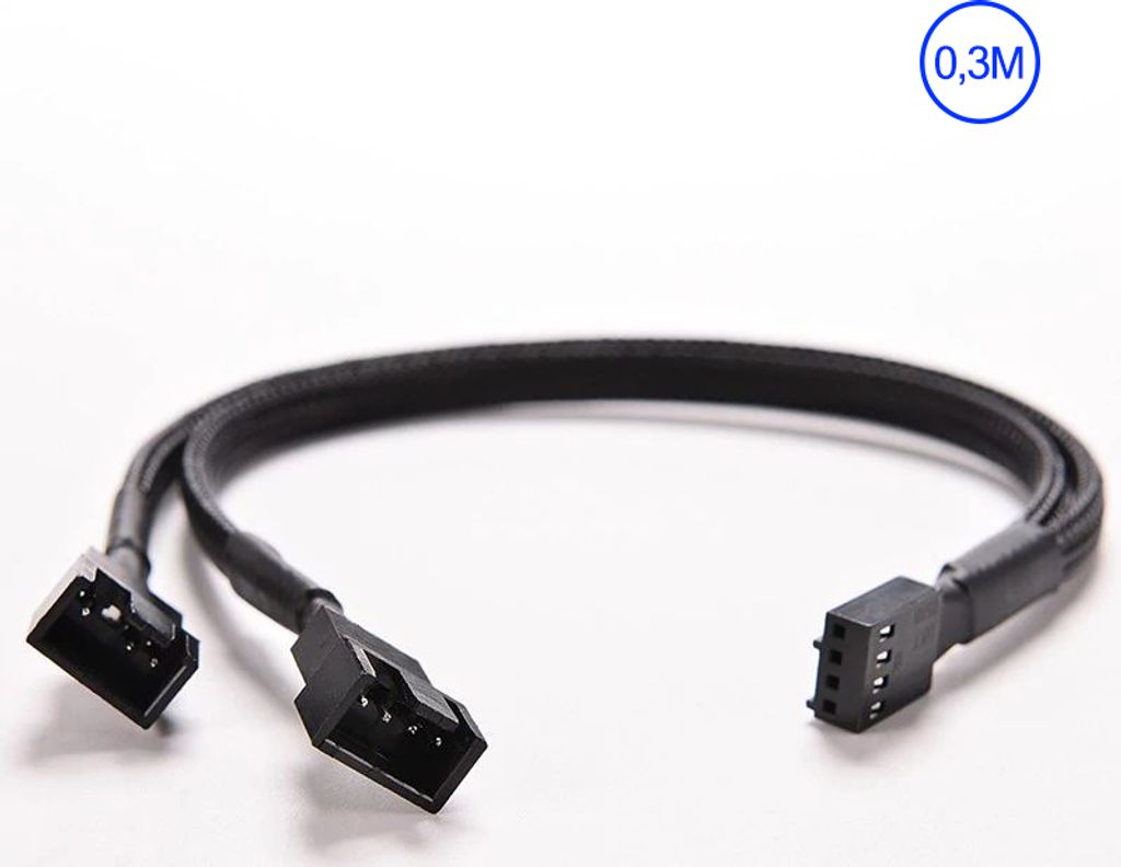 Lüfter Verteiler Splitter 1x Buchse 2x Stecker Y Kabel 4 PIN Adapter 30CM