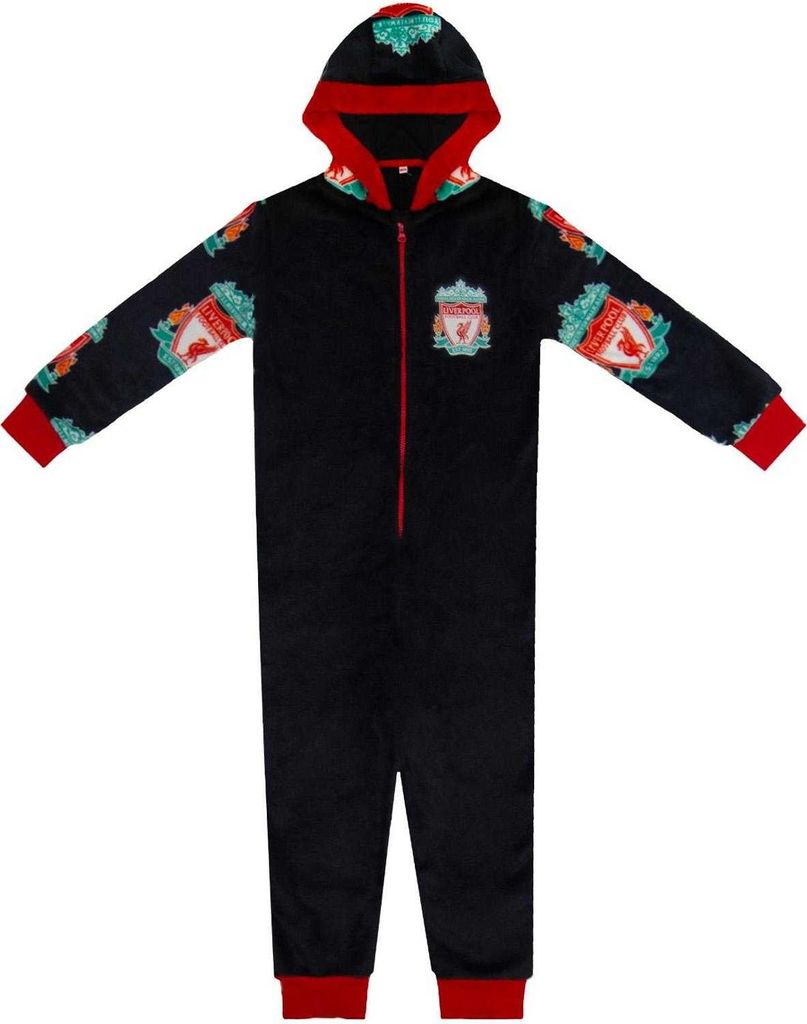 Liverpool FC - All-in-One Nachtwäsche für Kinder, Fleece GF828 (134) (Schwarz)