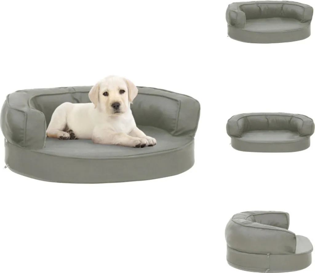 Couchage chien 60x42cm confort gris - Matelas ergonomique aspect lin