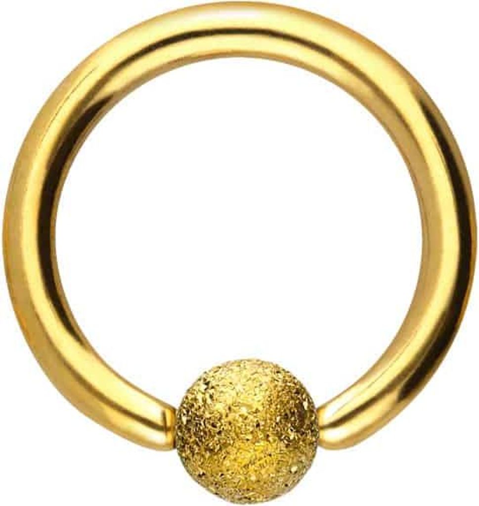 Intim-Piercing, Septum Piercing Chirurgenstahl Klemmkugelring DIAMANTOPTIK Gold Innendurchmesser: 7mm + Stabstärke: 1,2mm