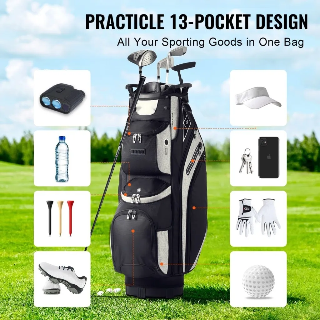 Sac pour Chariot de Golf 14 Compartiments - Séparateurs 90 cm Noir - 4