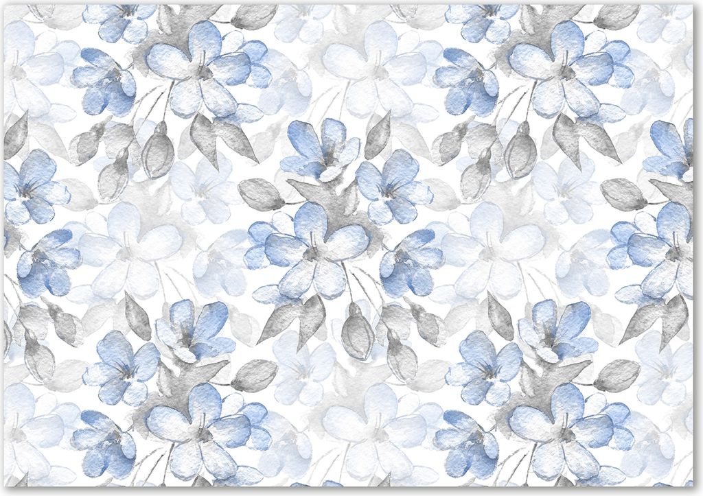 Tulup Glas-Bild - 100 x 70 - Wandbild aus Glas - Wandkunst - Wandbild hinter gehärtetem Sicherheitsglas - Blumen & Pflanzen - Zarte Blumen - Blau