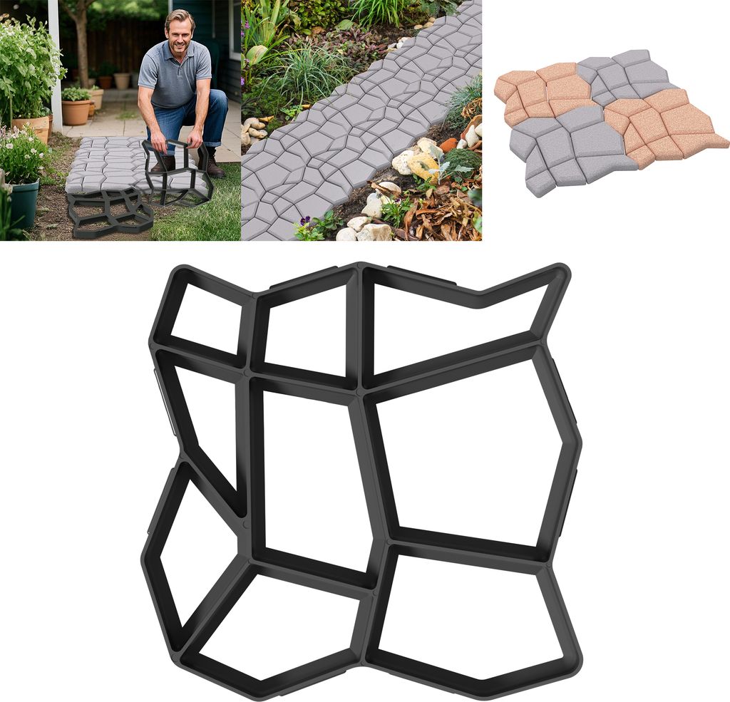 LZQ 1 Stück Pflasterform Gehweg Form Pflasterstein DIY Pflaster Bodenbelag Platten 43x43x4cm Gehwegplatte Schablone für Beton, Gehweg, Pflasterst...