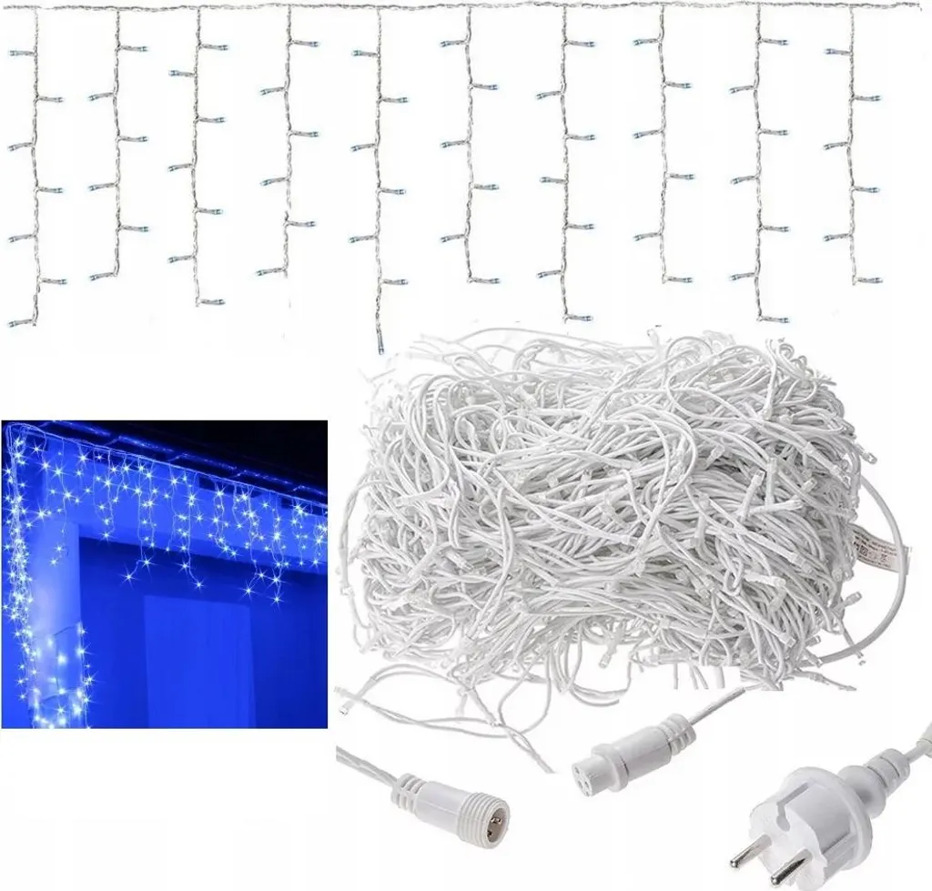 Rideau Lumineux Stalactite LED Bleue 12m IP44 Dick pour Façade et Toiture