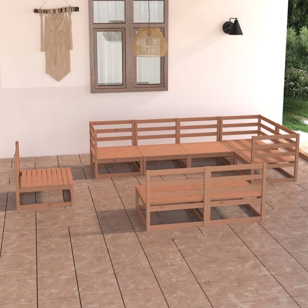 Maison Exclusive - 8-tlg. Garten-Lounge-Set Honigbraun Massivholz Kiefer