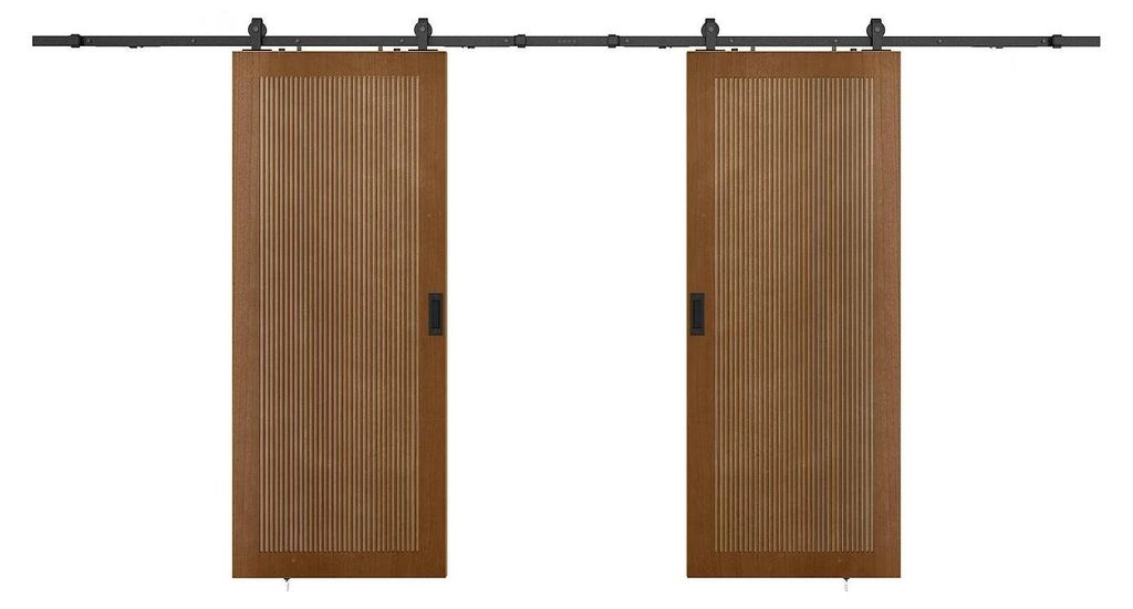 Doppel-Schiebetür mit Laufschienensystem - MDF & Holz - Produktbild 