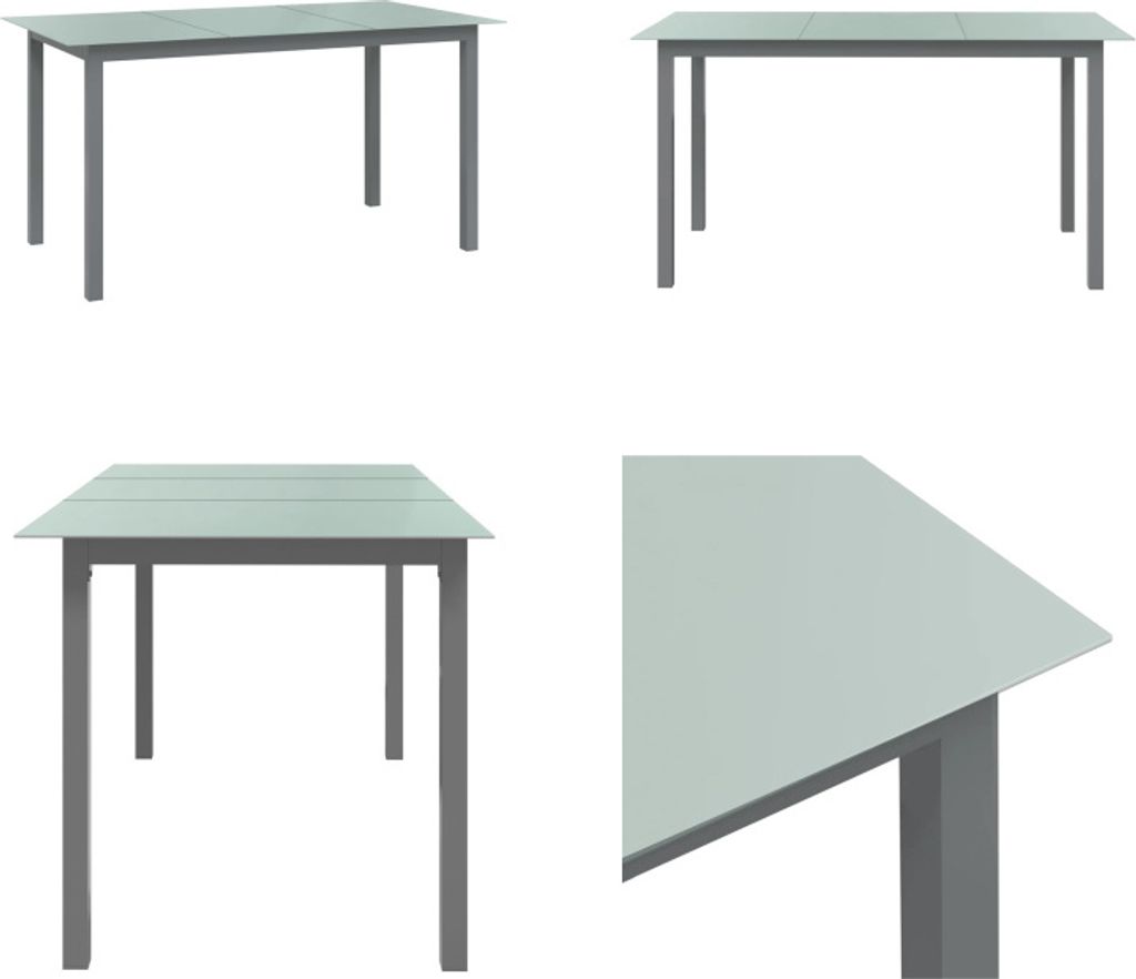 vidaXL Gartentisch Hellgrau 150x90x74 cm Aluminium und Glas - Gartentisch - Gartentische - Tisch - Tische
