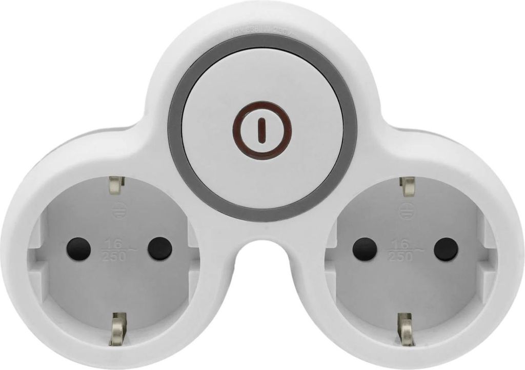 Zweifach Steckdosenadapter 2x Schuko 230V mit Schalter Produktbild 