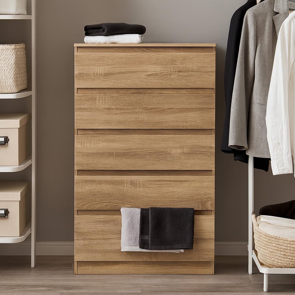 Kommode mit 5 grifflosen Schubladen Sonoma Modernes Design Produktbild 