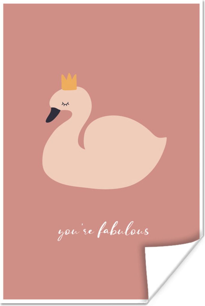 MuchoWow Poster Kinder - Schwan - Krone 120x180 cm - Kunstposter