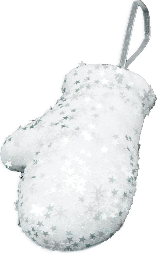 Handschuh mit Glitzer weiß 10 cm