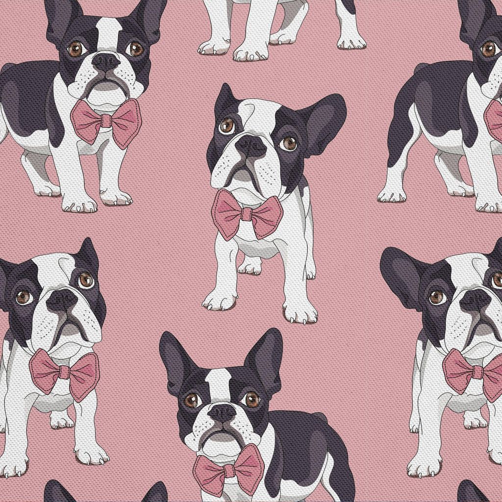 OUTDOOR DEKOSTOFFE OXFORD - Motiv Bulldogge mit einer Fliege I DX012