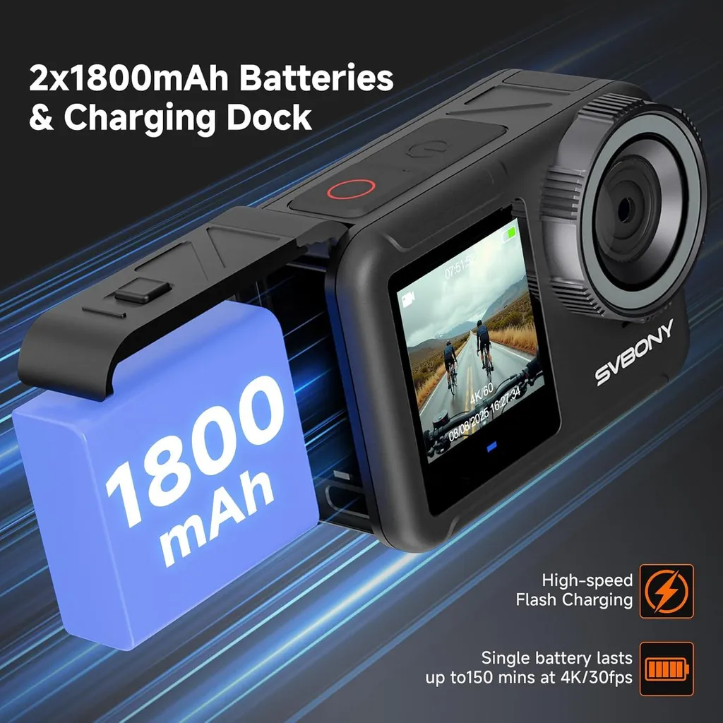 Caméra d'action double écran et stabilisation EIS SVBONY SVGo3 4K - 6