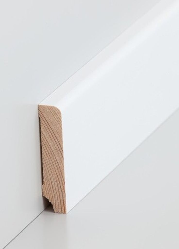 Sockelleiste weiß Kiefer 13 x 60 Lackiert RAL 9016 Produktbild 