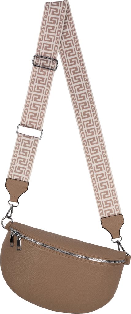 Bauchtasche XL (7707) Umhängetasche Crossbody-Bag Kunstleder Italy-Design TAN