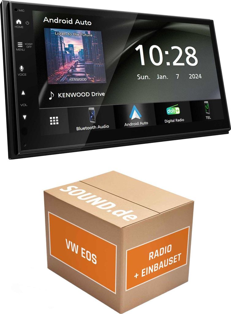 Autoradio Einbaupaket Kenwood DMX5023DABS passend für VW EOS mit Heckkamera | Apple Carplay Android Auto APP Spiegelung