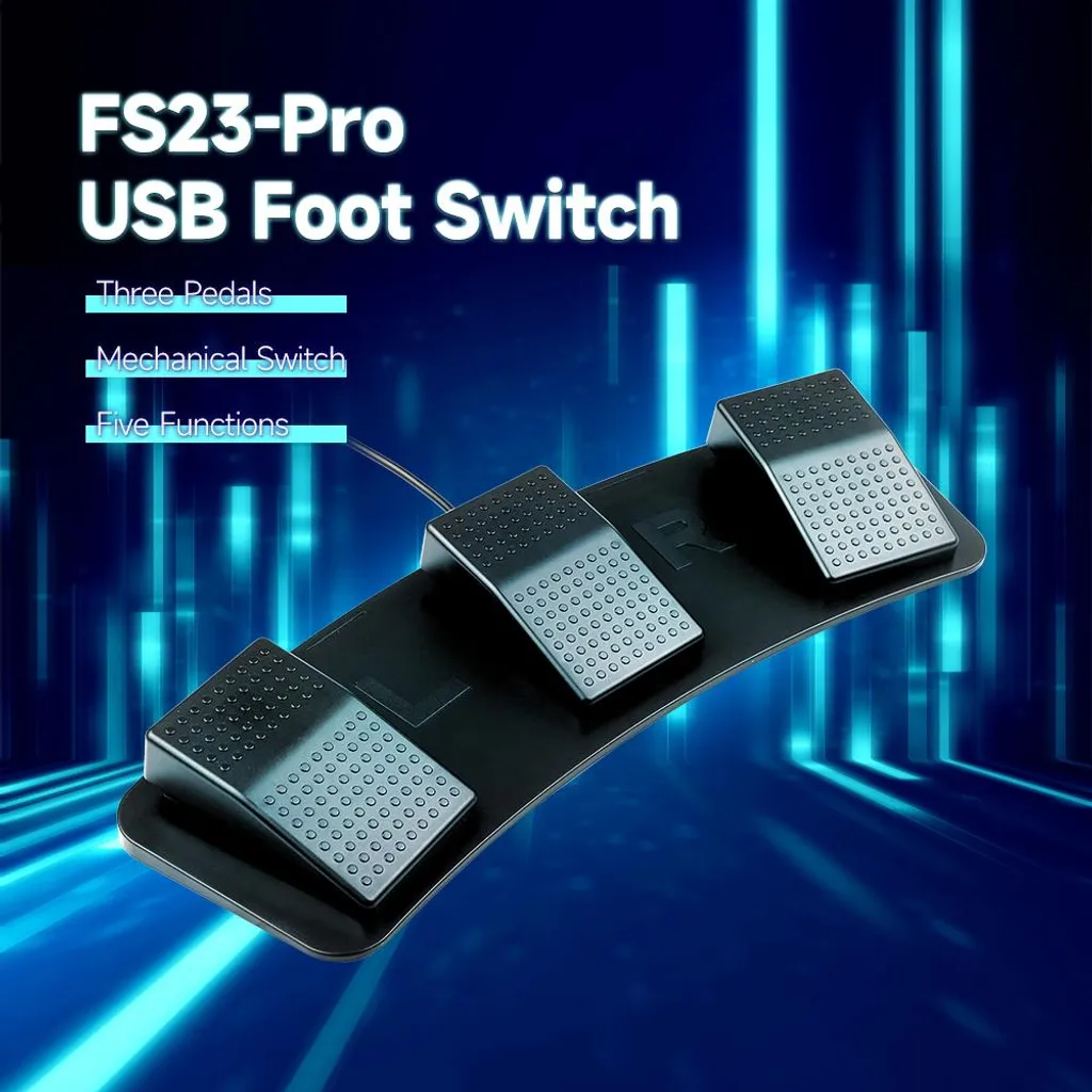 Triple pédalier de commande USB mécanique FS23-Pro pour PC et console
