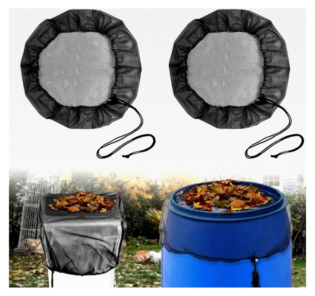 Regentonnen Netz, 2 Stück Abdeckung mit Zugkordel für Regentonnen, Mückenschutz, wetterbeständig, 95 cm