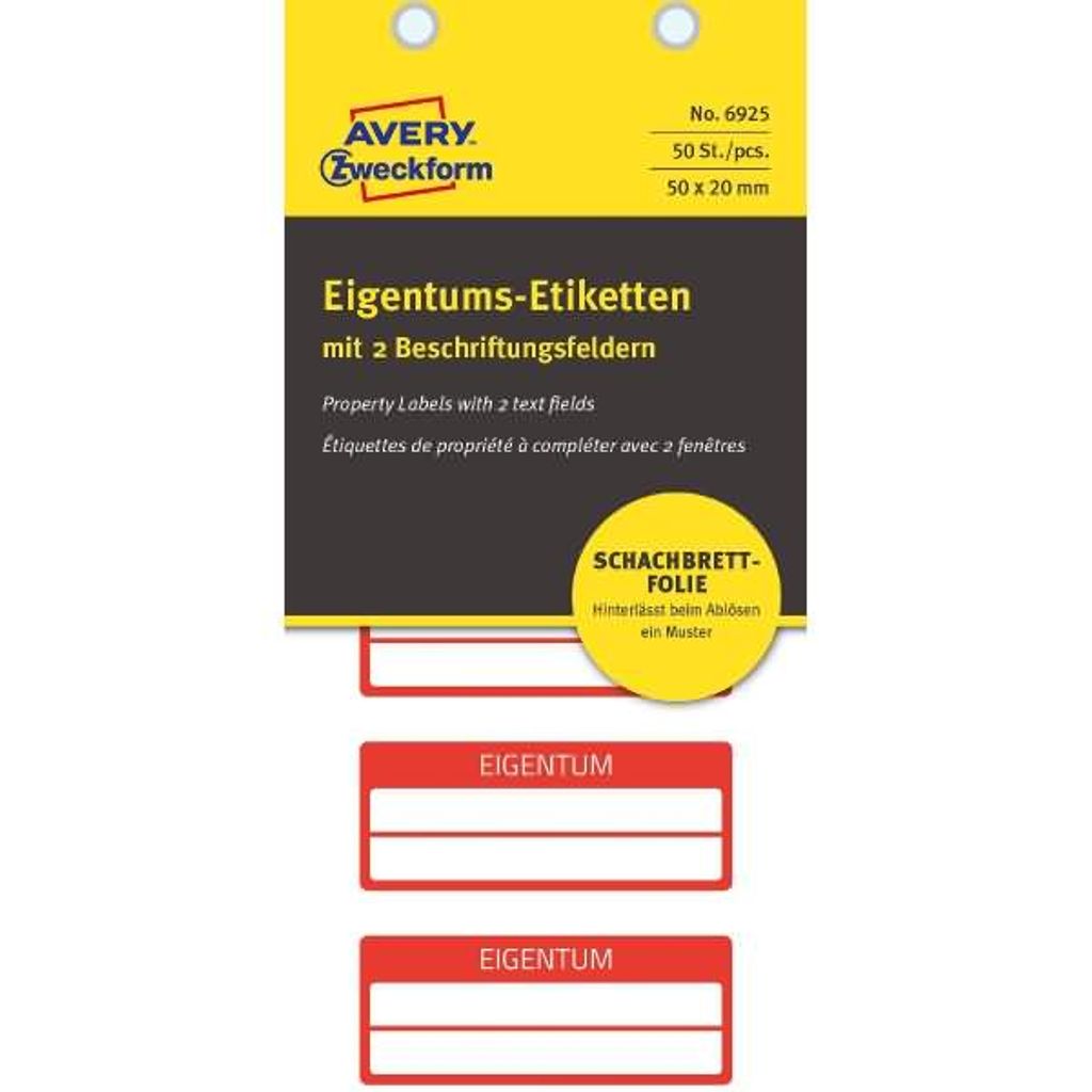 Avery Zweckform Eigentums-Etiketten Inventar-Etiketten Aufkleber Label Schild