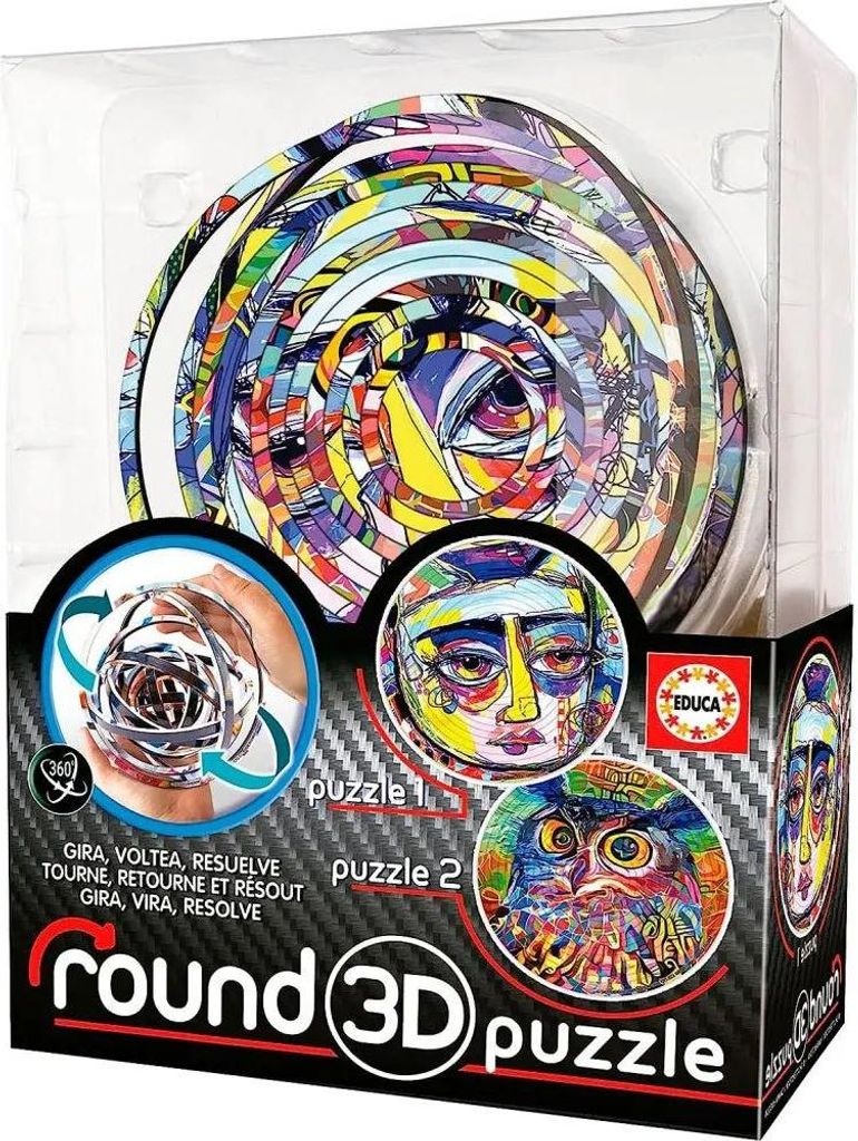 Educa - 3D Round Puzzle. 2 abstrakte Bilder zum Lösen. Drehen, spiegeln und lösen. Puzzle + 8 Jahre alt (19709) EDUCA