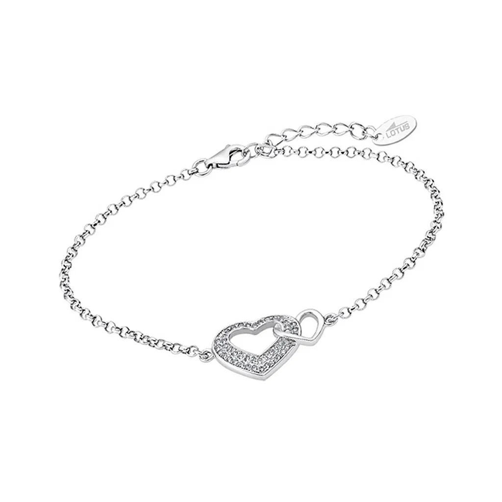 Bracelet Lotus Silver LP1917-2/1 en Argent 925 avec Double Cœur Zirconia