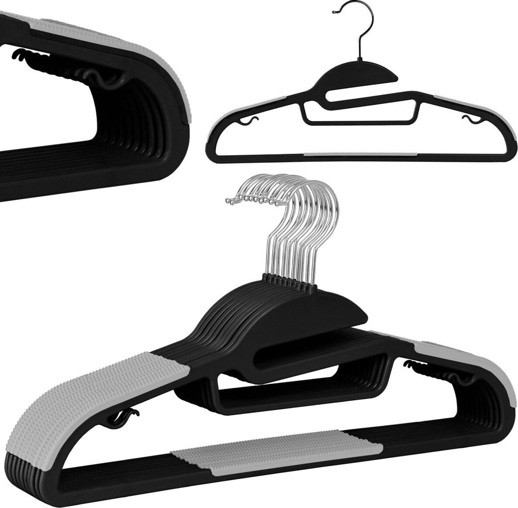 Flexi-Kleiderbügel, 10er-Set, schwarz und grau