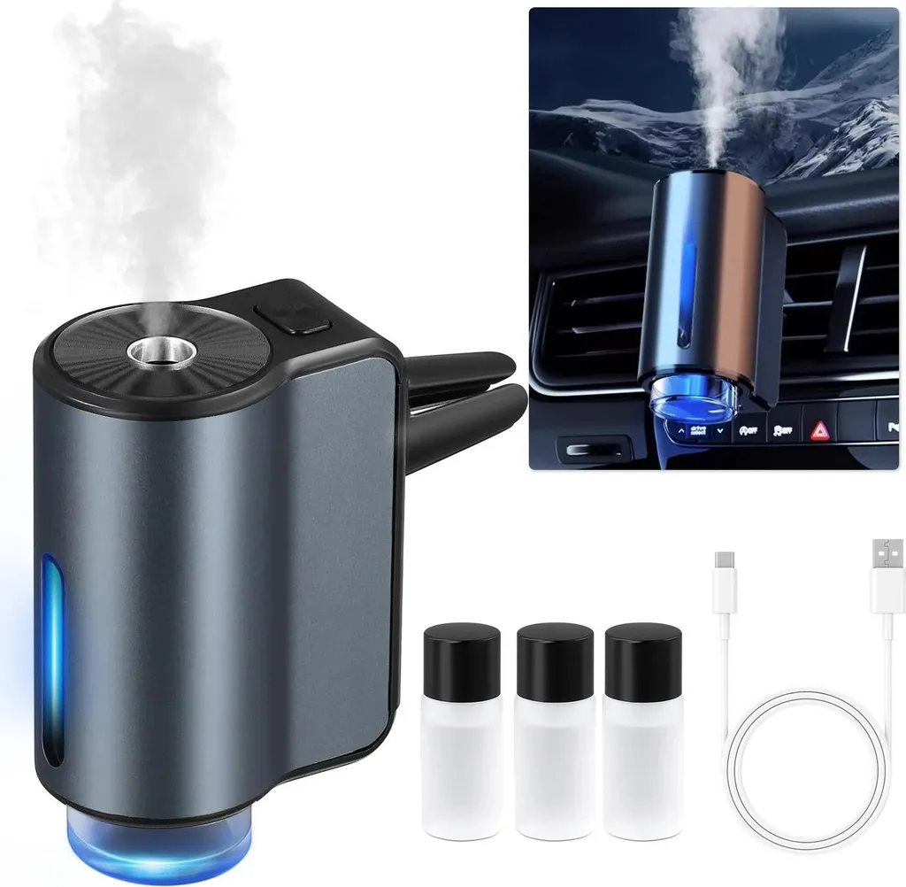 Éliminez les odeurs en voiture avec ce diffuseur en aluminium noir durable