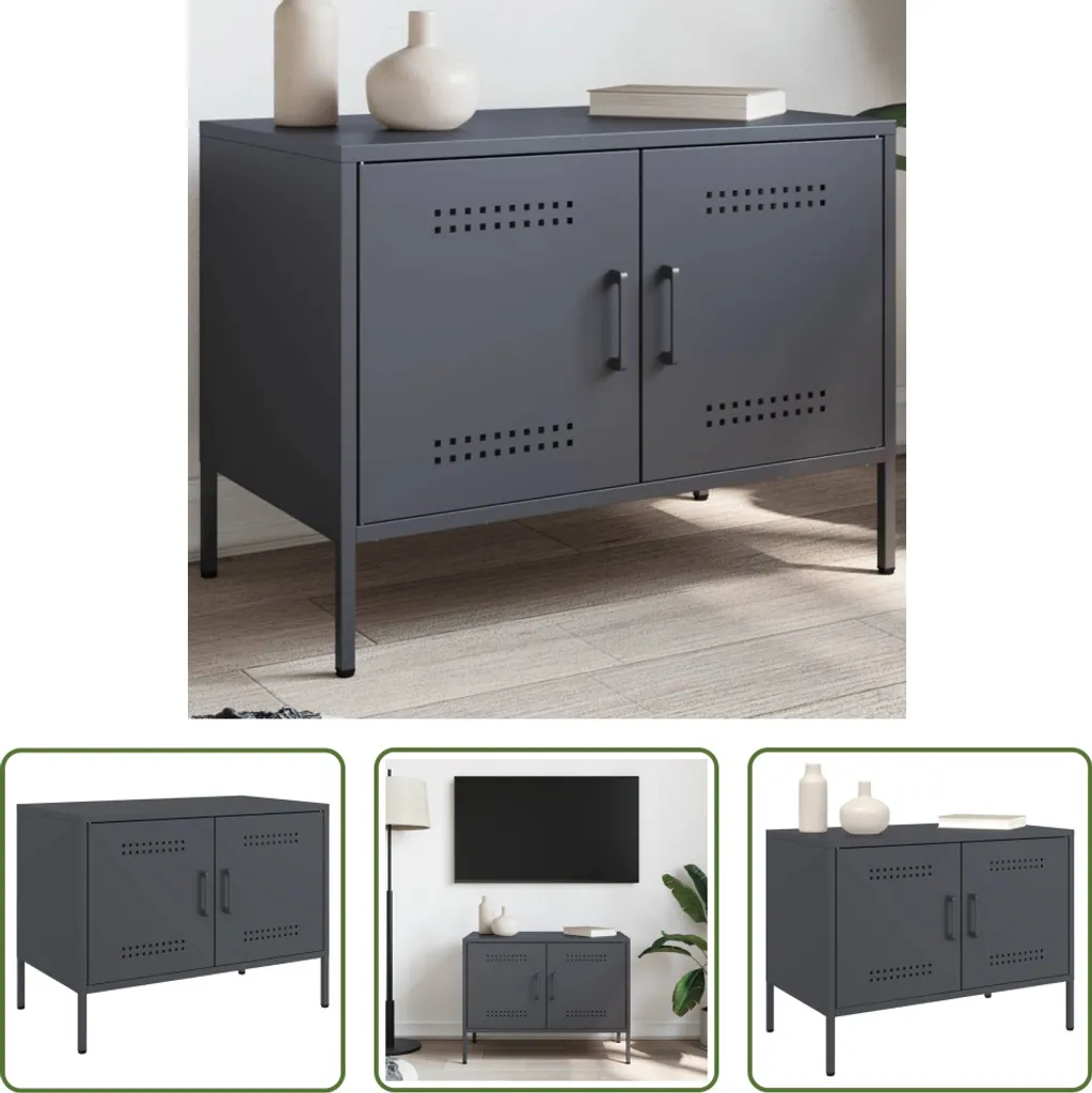 The Living Store Mobile TV antracite 68x39x50,5 cm in acciaio