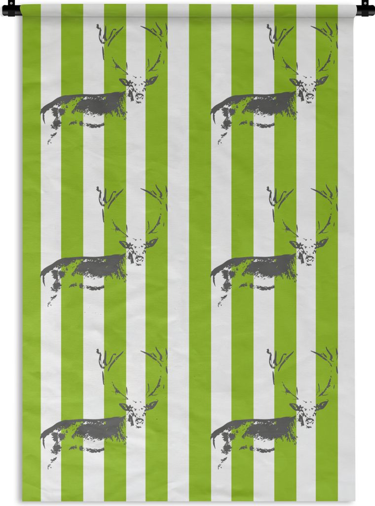 MuchoWow Wandteppich Wandbehang Muster - Hirsche - Streifen 120x180 cm Tapisserie Dekoration Wandtuch - Schlafzimmer - Dekorationen für das Haus