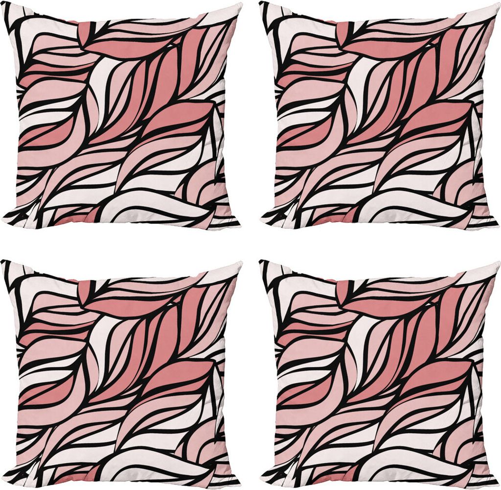 ABAKUHAUS Koralle Kissenbezug Set (4 Stück), Ombre abstraktes Muster, Moderner Doppelseitiger Digitaldruck, 45 cm x 45 cm, Koralle