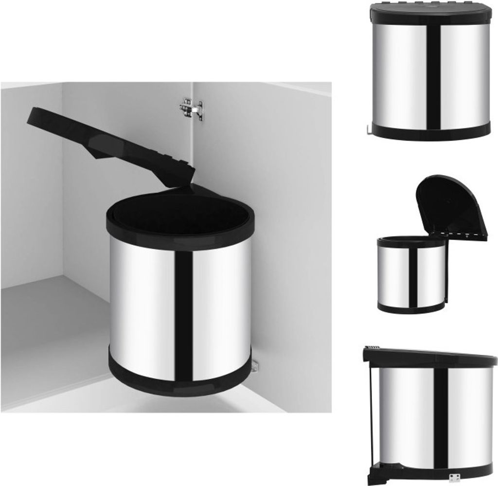 vidaXL Küchen-Einbau-Mülleimer Edelstahl 8 L - Mülltonnen & Abfalleimer