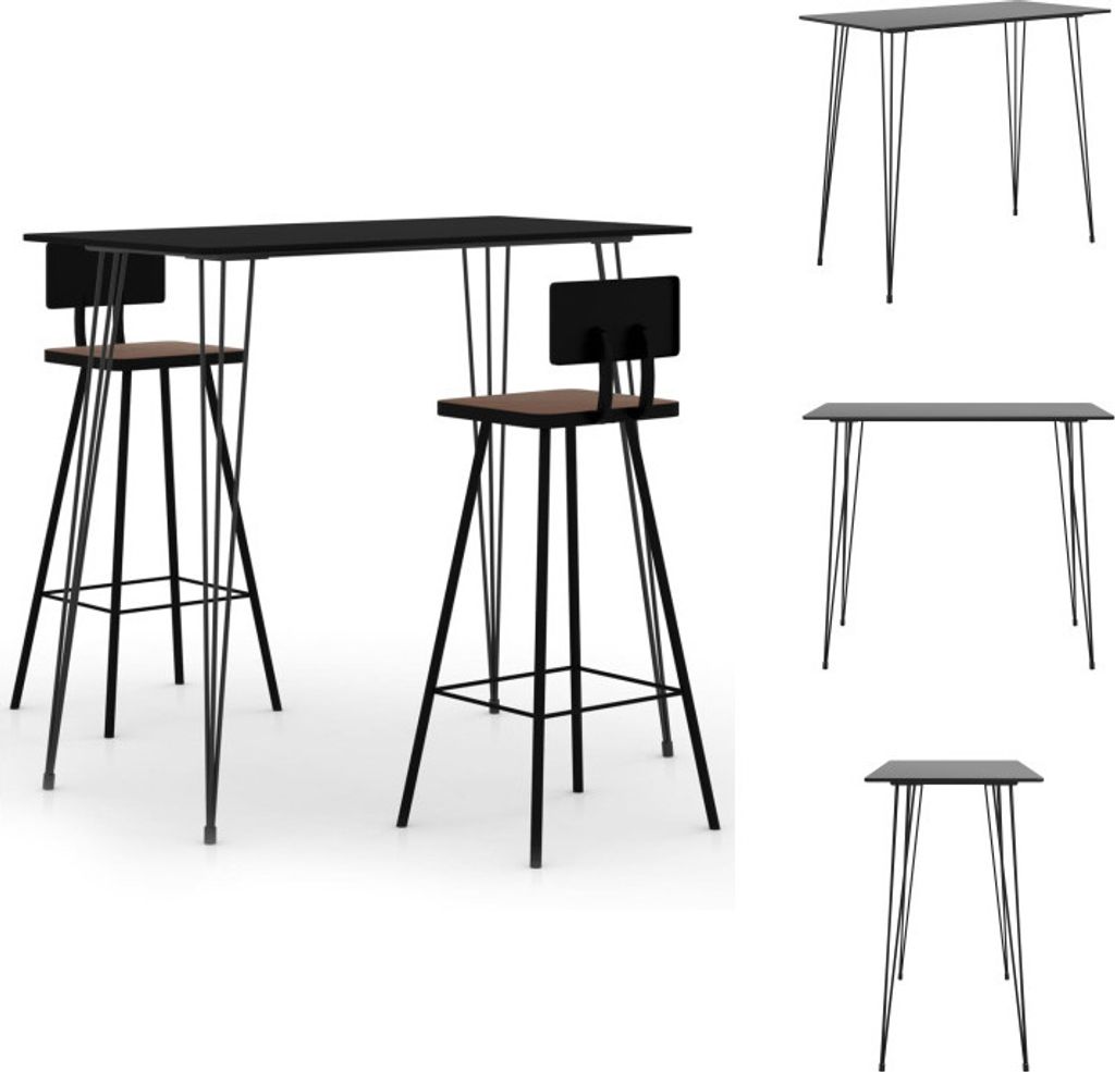 vidaXL 3-tlg. Bar-Set Schwarz - Essgruppen