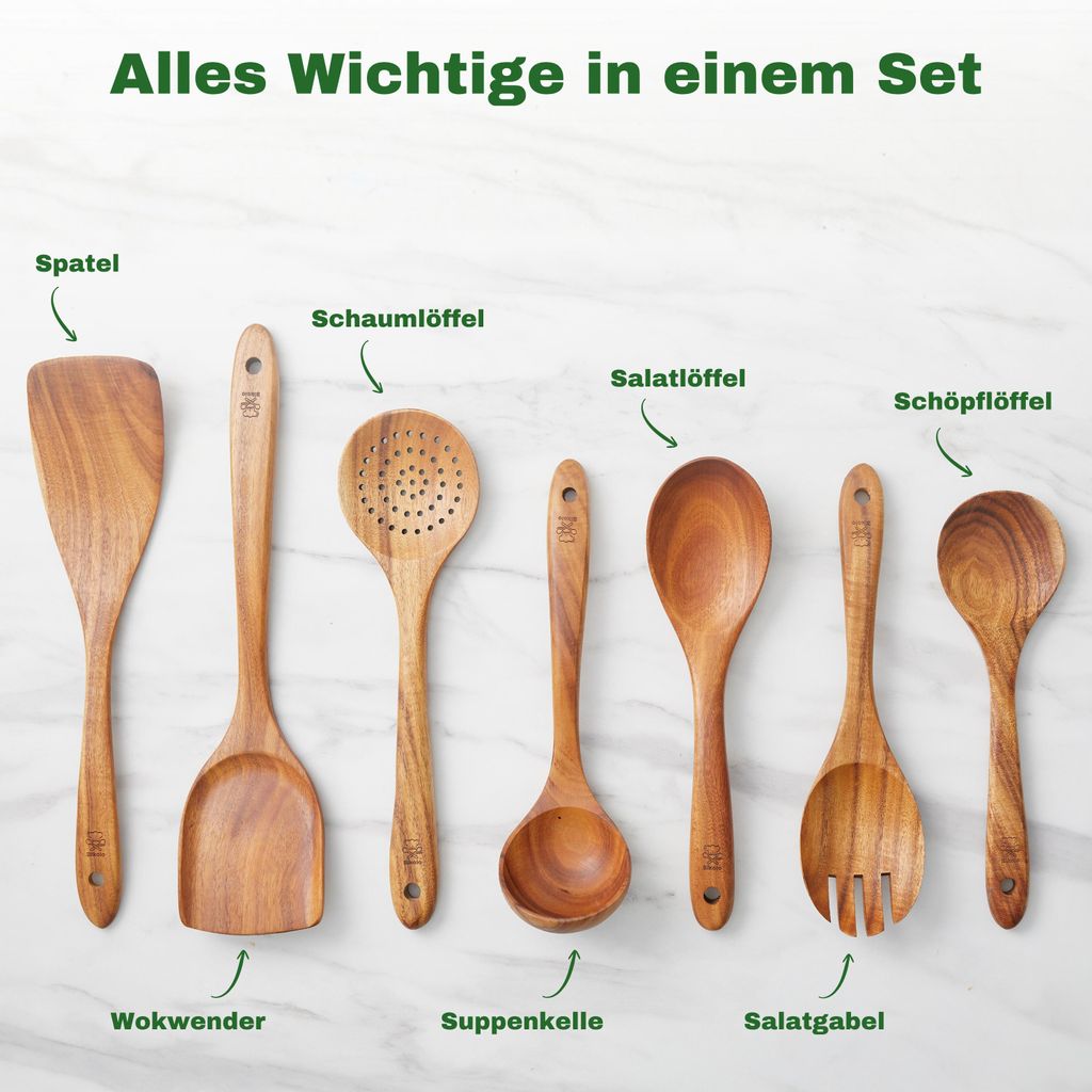 Bikolo® Küchenhelfer Set Holz 7-teilig