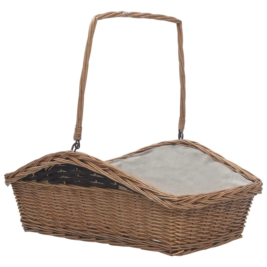 Panier à bûches VidaXL en osier brun avec poignée 61,5x46,5x58 cm