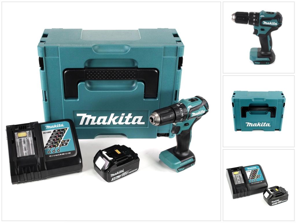 Akumulátorová príklepová vŕtačka Makita DHP 483 RF1J 18V Obrázok produktu 