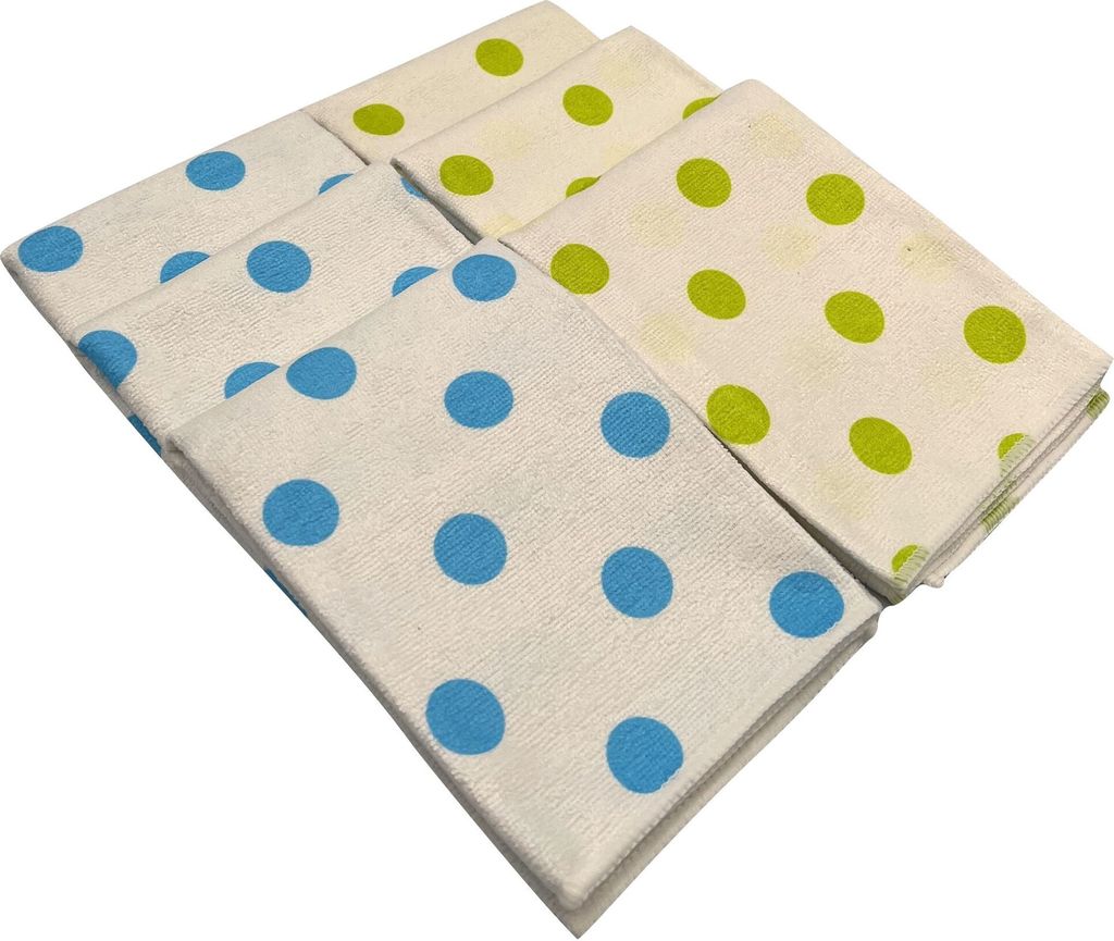 6er Pack Mikrofaser Poliertücher Geschirrtücher Küchentücher Microfaser , Design:Blau