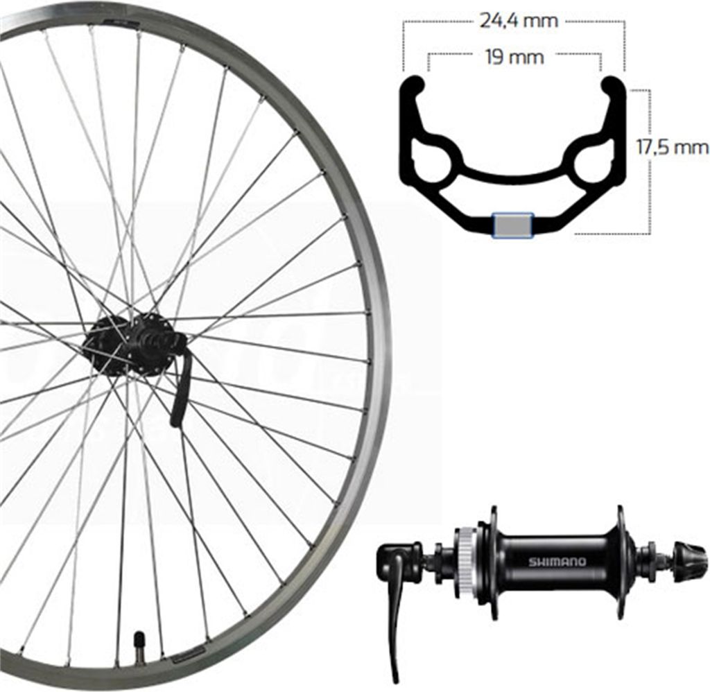 Roland Vorderrad 26\" silber DE ZAC 19 Aluminium HB-QC30 Produktbild 