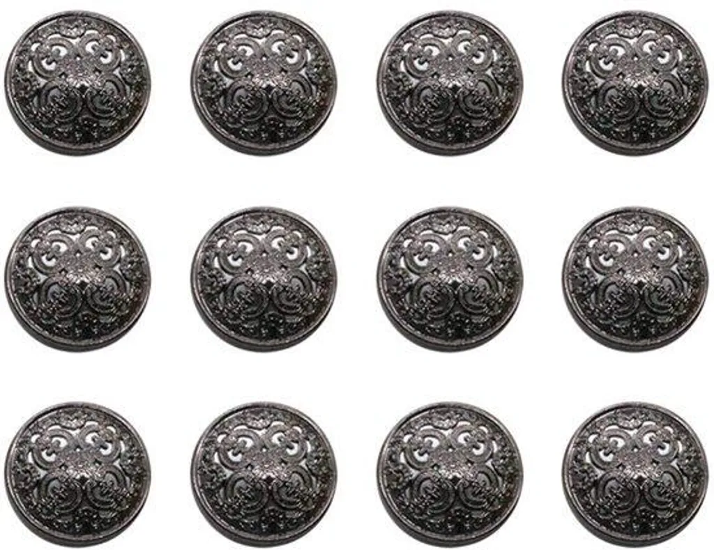 Boutons métalliques noirs 18 mm pour vestes et pantalons - Lot de 10