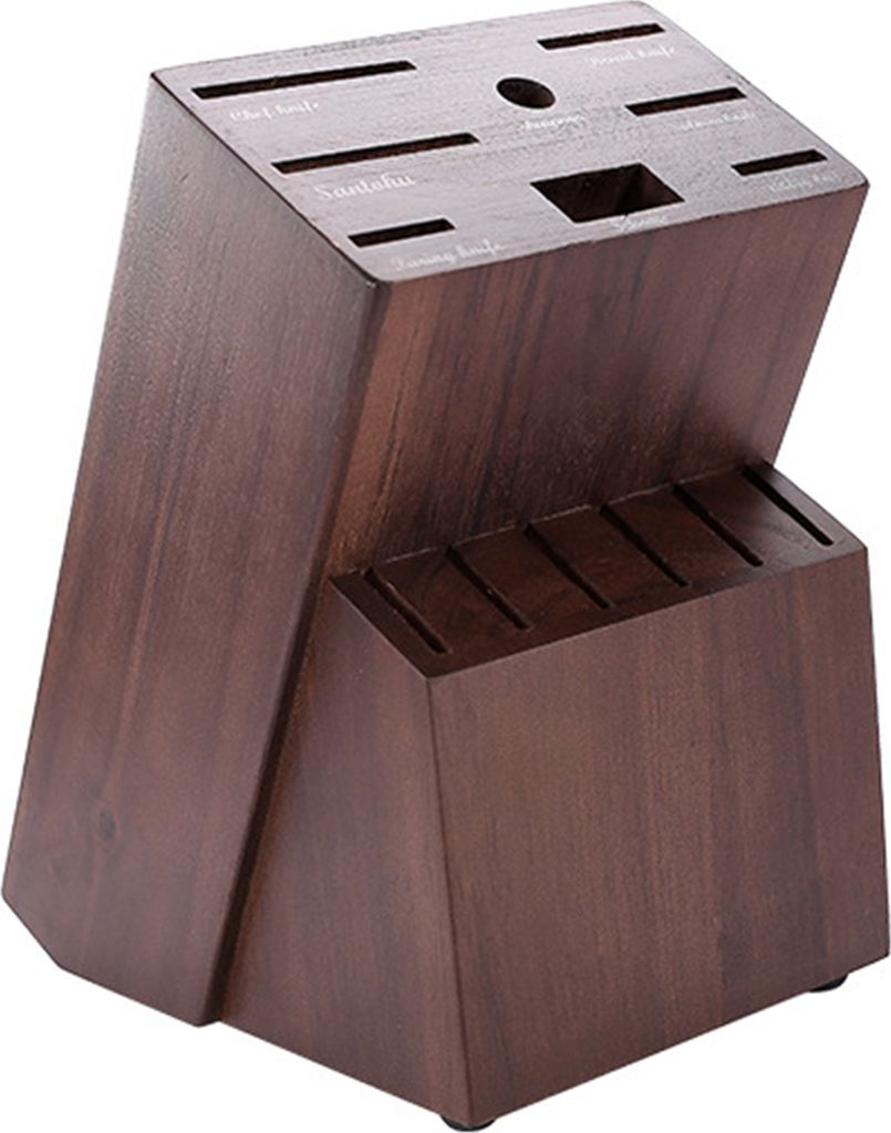 Schneidehalter aus Holz mit Anti-Rutsch-Pads, Schneidehalter mit 14 Schlitzen, Aufbewahrungs-Organizer für die Küchenarbeitsplatte, robust, langl...