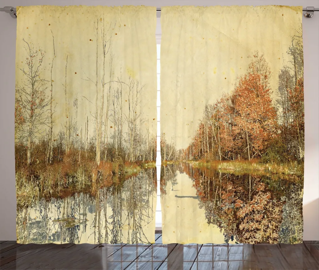 Rideau universel facile à installer pour salon rustique 280x225