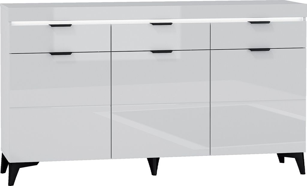 Buffet Ruben mit 3 Schubladen und 3 Türen, Weiß, 157cm