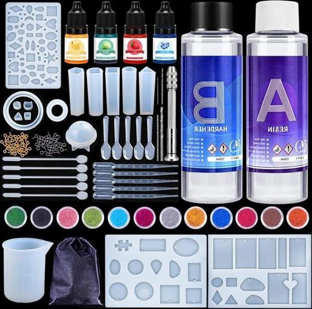 Coffret complet résine époxy pour fabrication de bijoux et accessoires